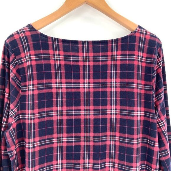 Talbots Plaid Long Sleeve Top Black Red White Size XL - Picture 6 of 9